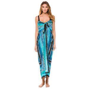GOTTEX $298 100% SILK Oversized Convertible Snake Charmer Pareo Sarong Scarf